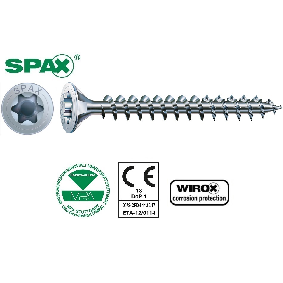 Spax R0043 SPAX medsraigčiai 4,0×30 pilnu sriegiu, balti TORX; 1000vnt ...